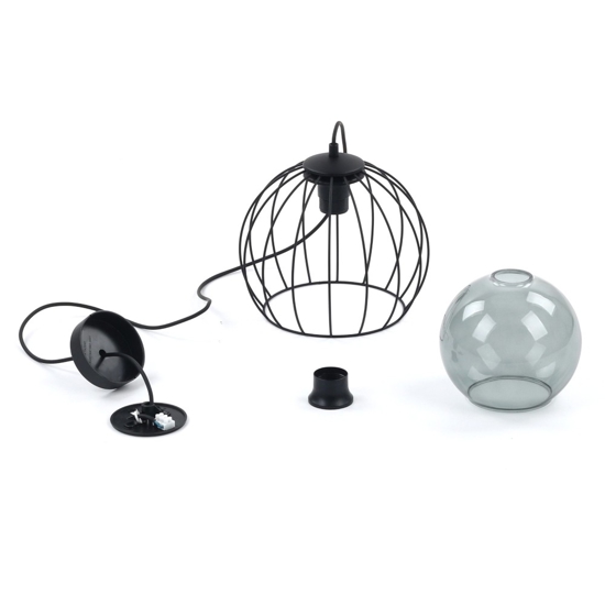 Lampadario per cucina a sfera nero 26 cm diffusore a gabbia